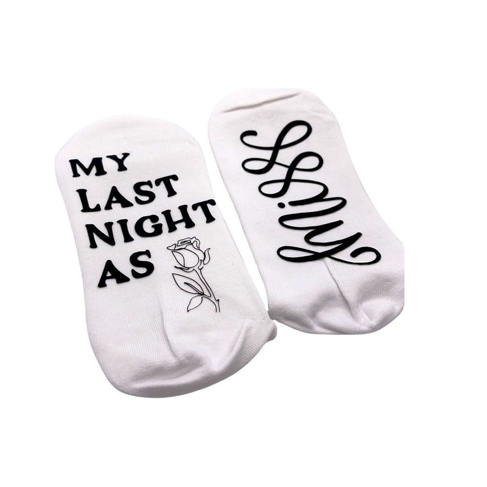 NWT Wool + Pepper Co. MY LAST NIGHT AS MISS Crew Socks for Bride
